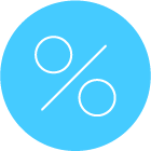 Tax logo: a blue circle with a percentage sign in it.